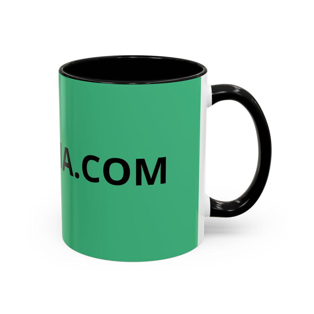 Taza de café roja con interior y asa negros