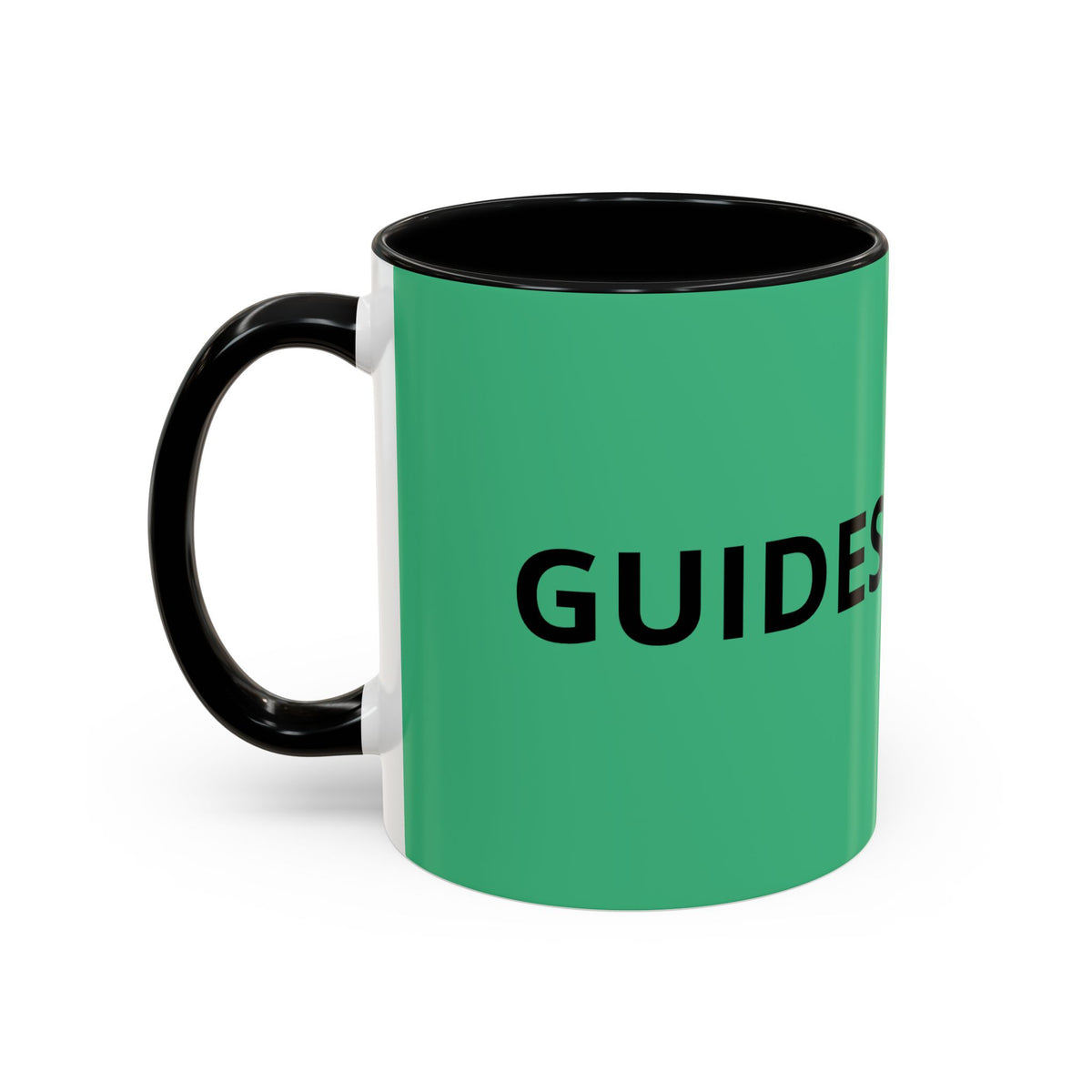 Taza de café roja con interior y asa negros