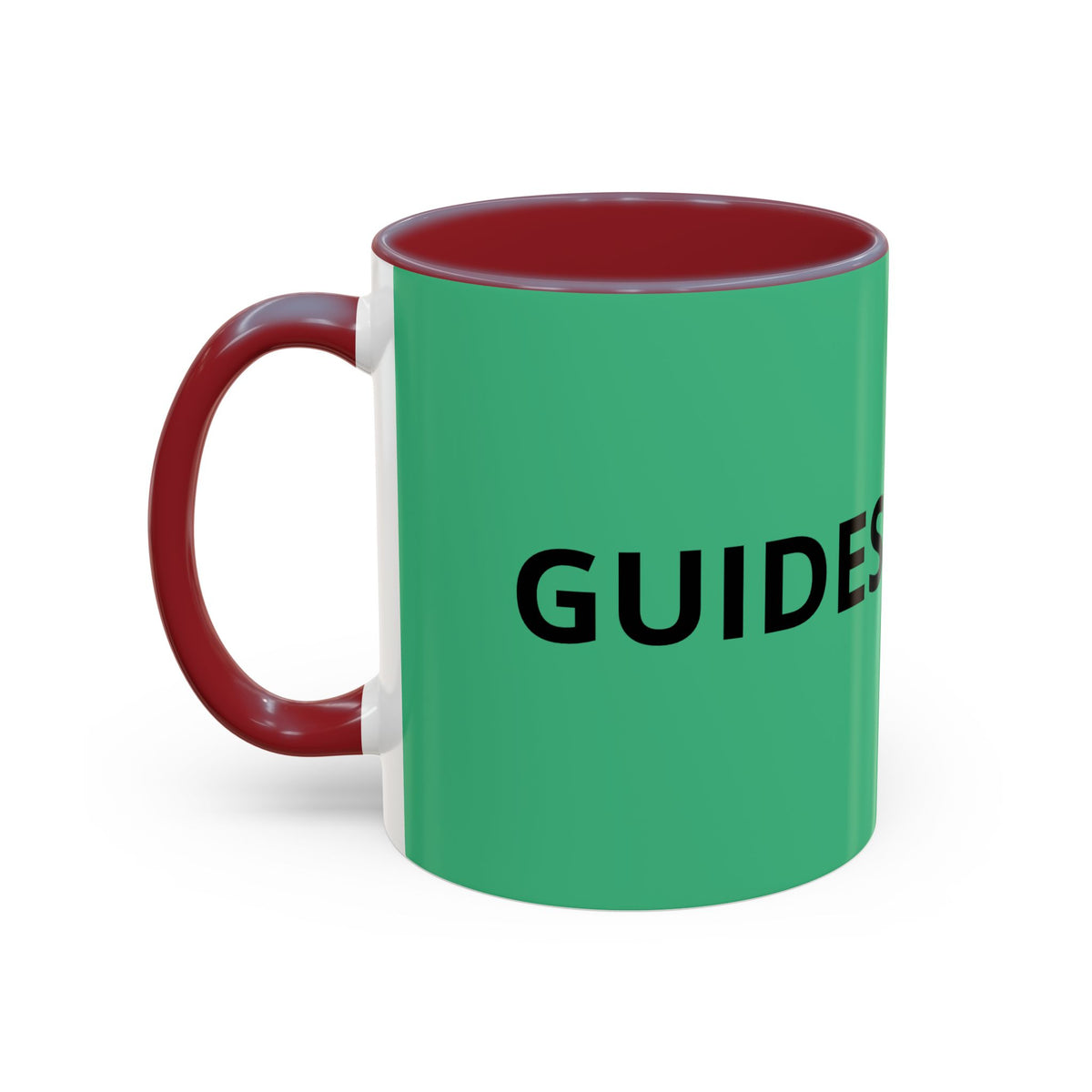 Taza de café roja con interior y asa negros