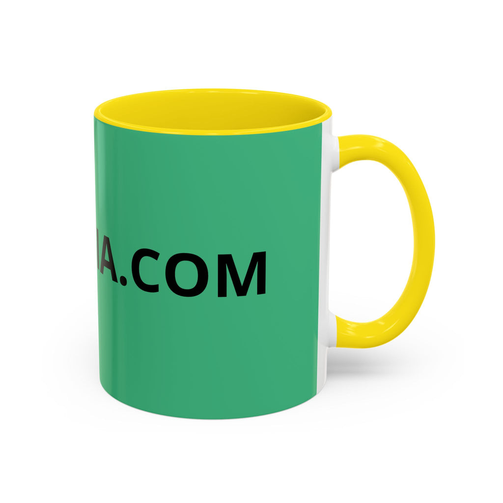 Taza de café roja con interior y asa negros