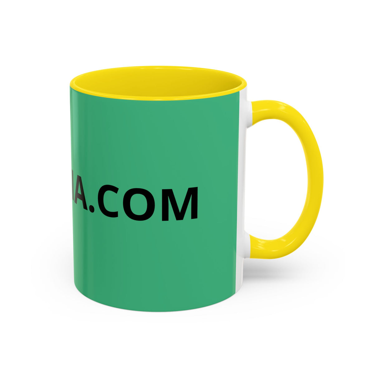 Taza de café roja con interior y asa negros