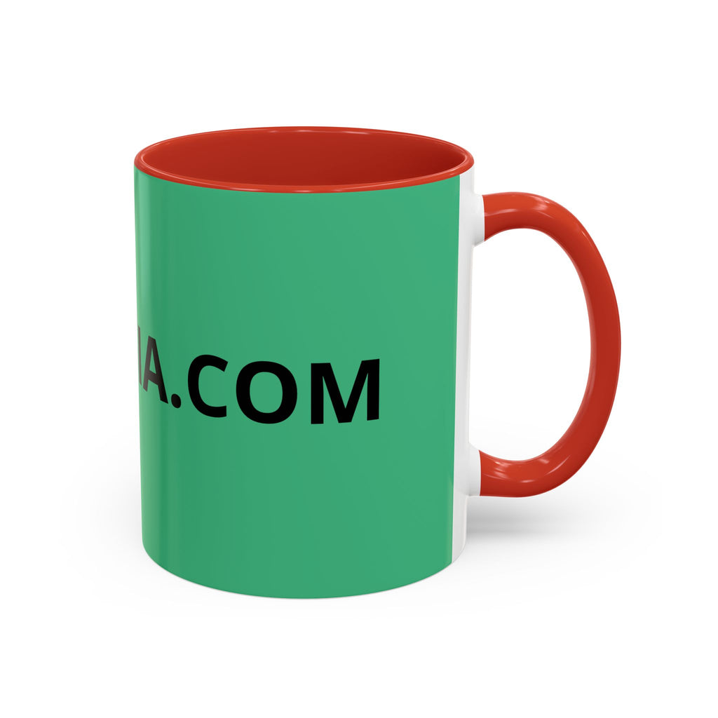 Taza de café roja con interior y asa negros