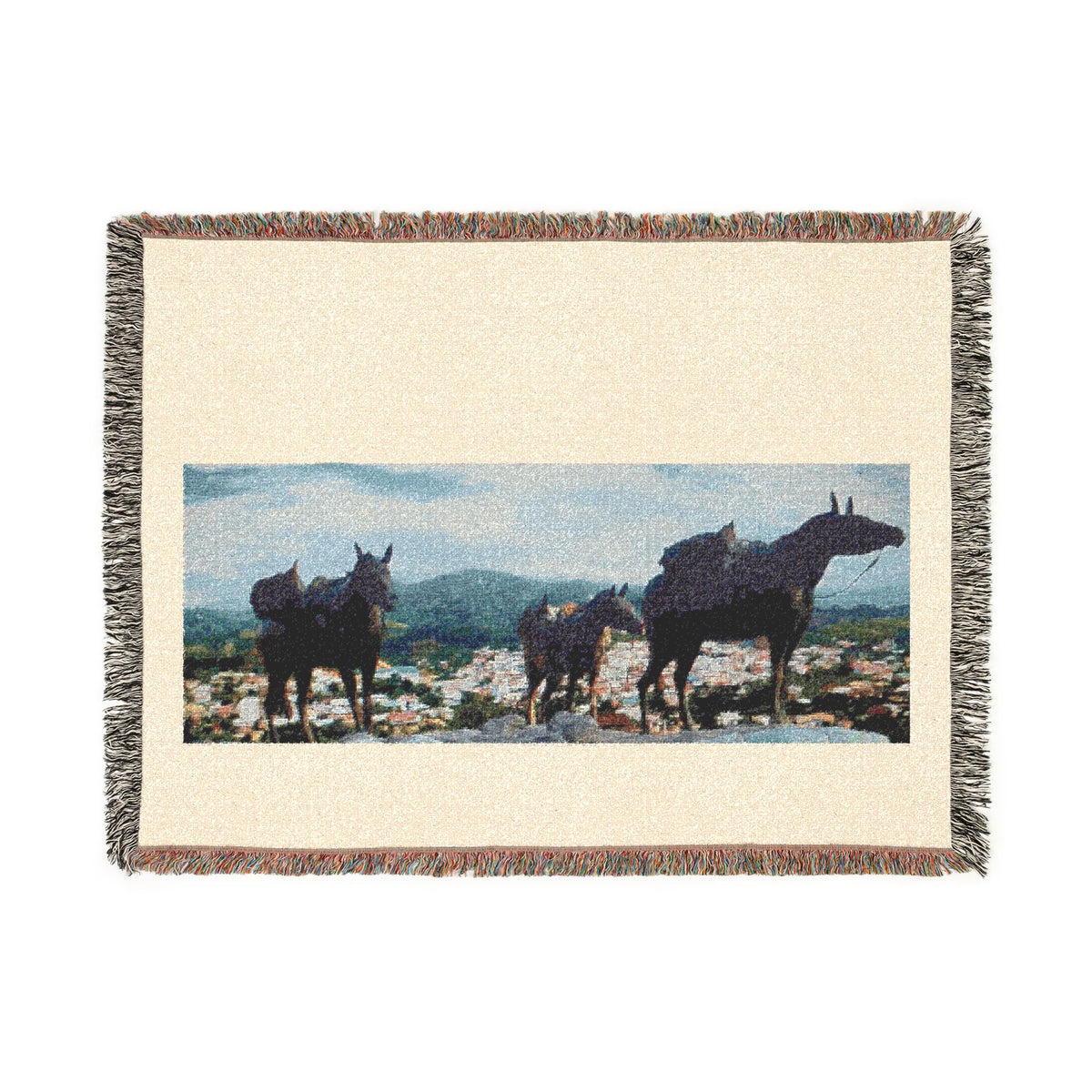 Woven Horse Blanket with Scenic Country Landscape