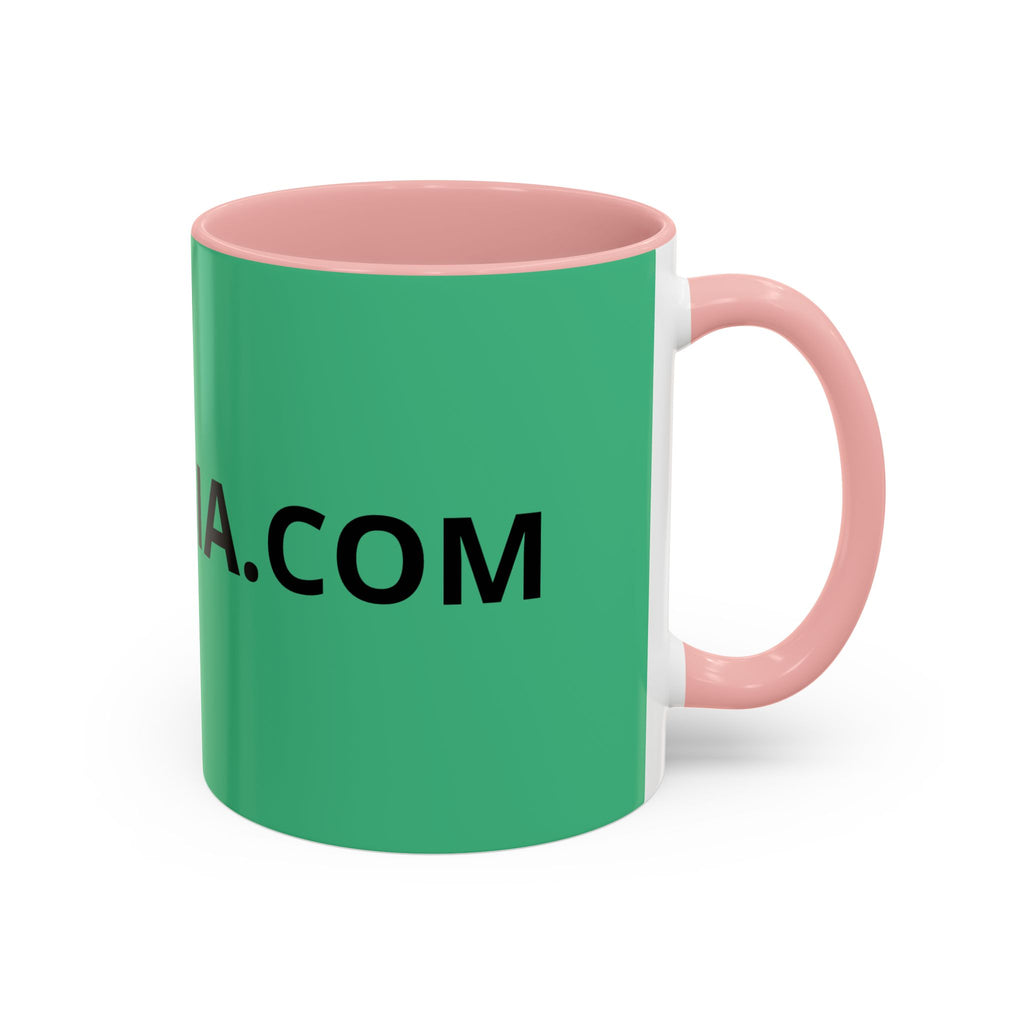 Taza de café roja con interior y asa negros