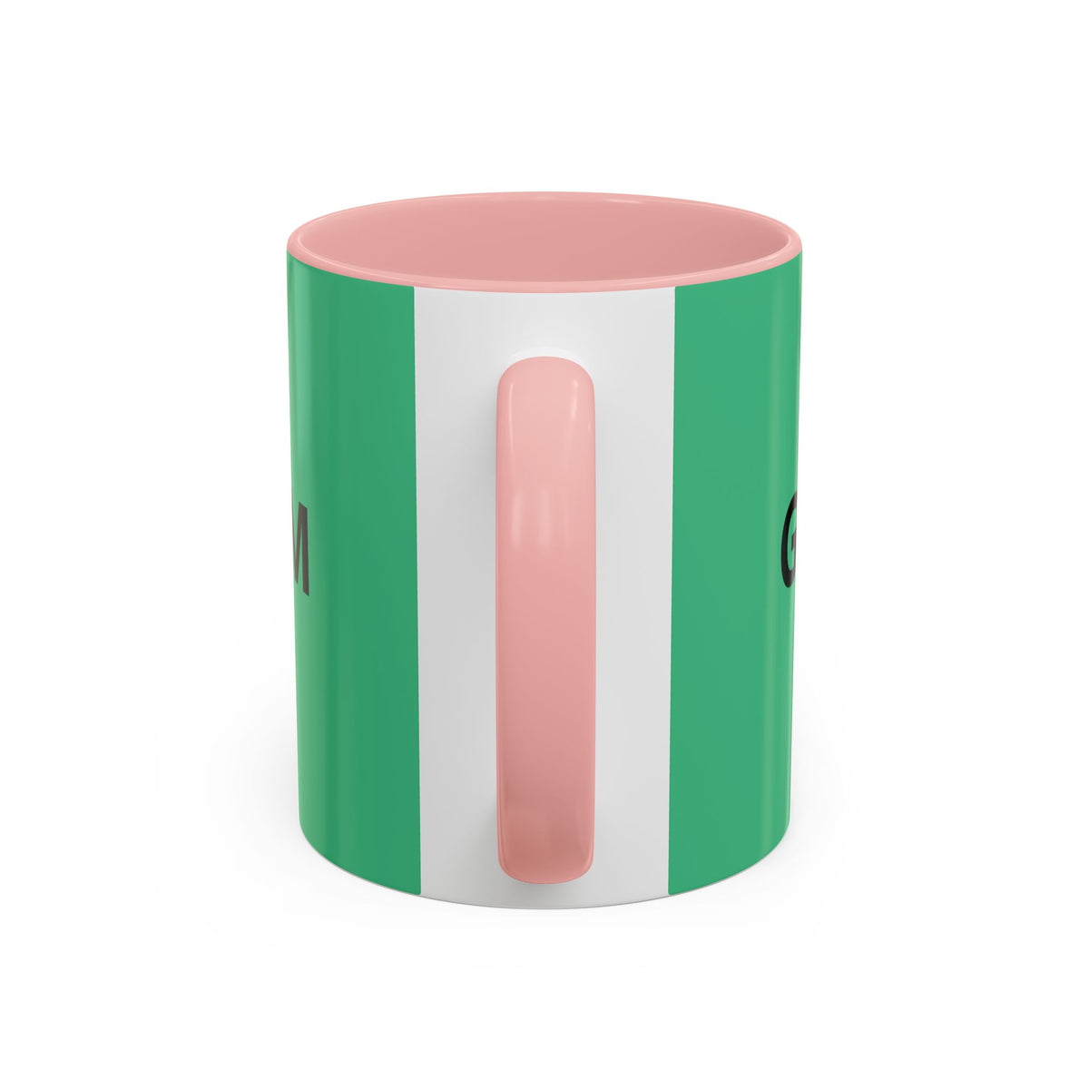 Taza de café roja con interior y asa negros