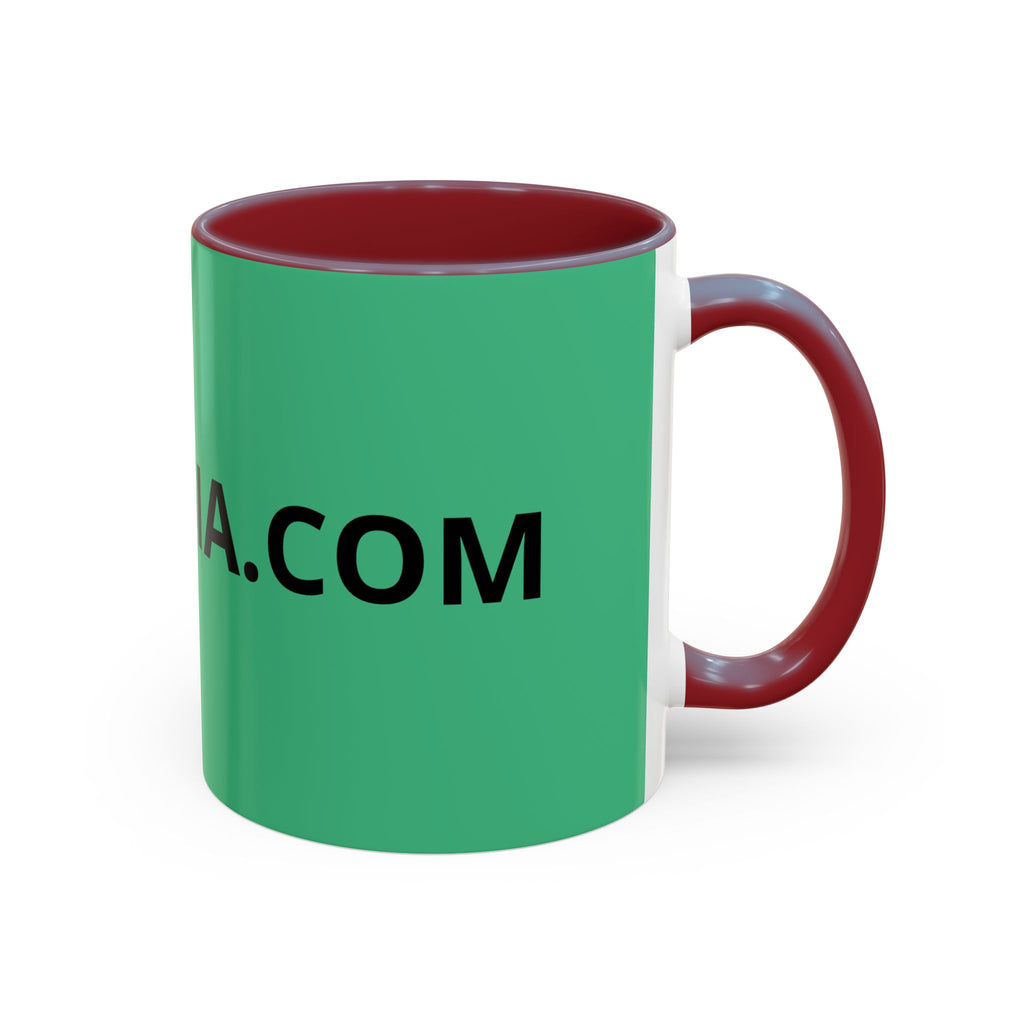 Taza de café roja con interior y asa negros