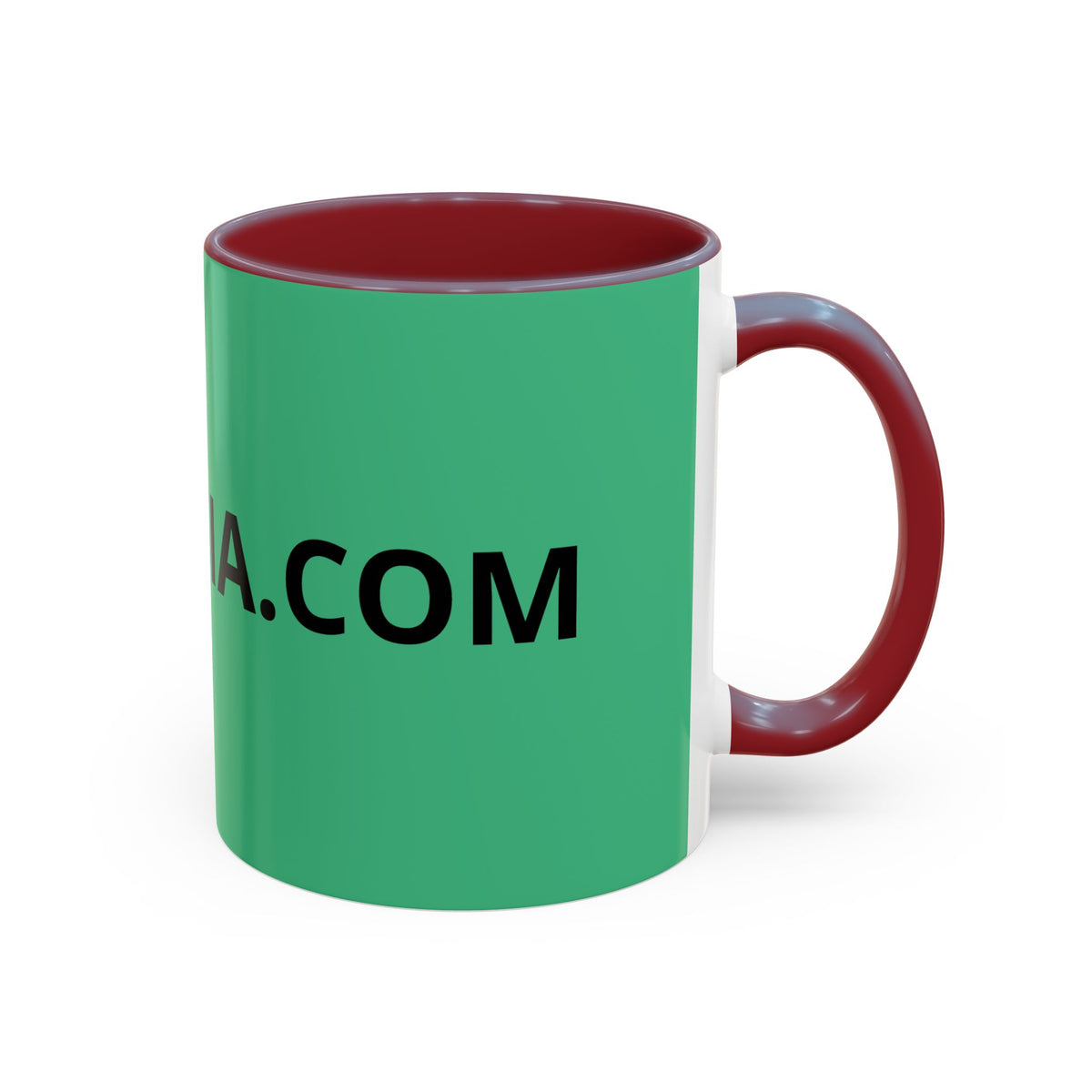 Taza de café roja con interior y asa negros