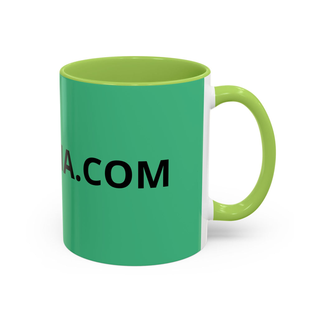 Taza de café roja con interior y asa negros