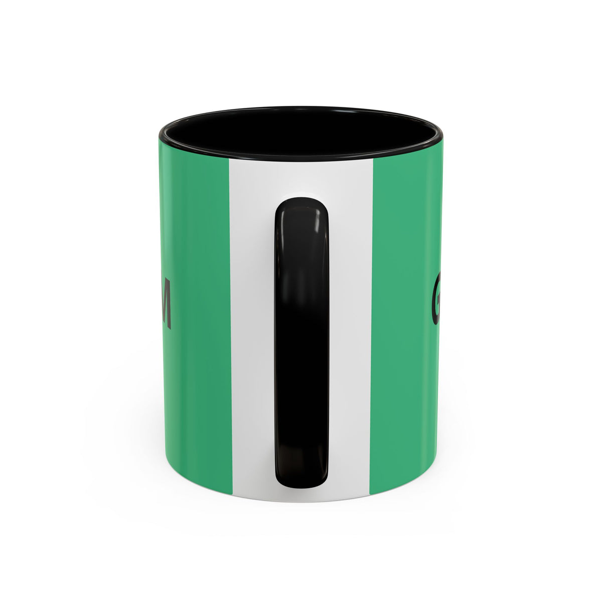 Taza de café roja con interior y asa negros