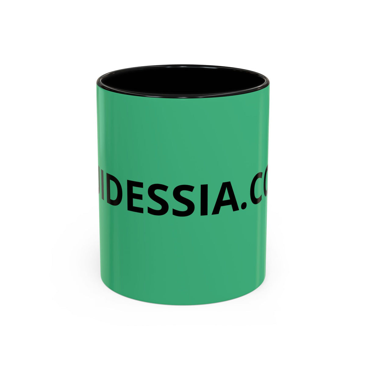 Taza de café roja con interior y asa negros