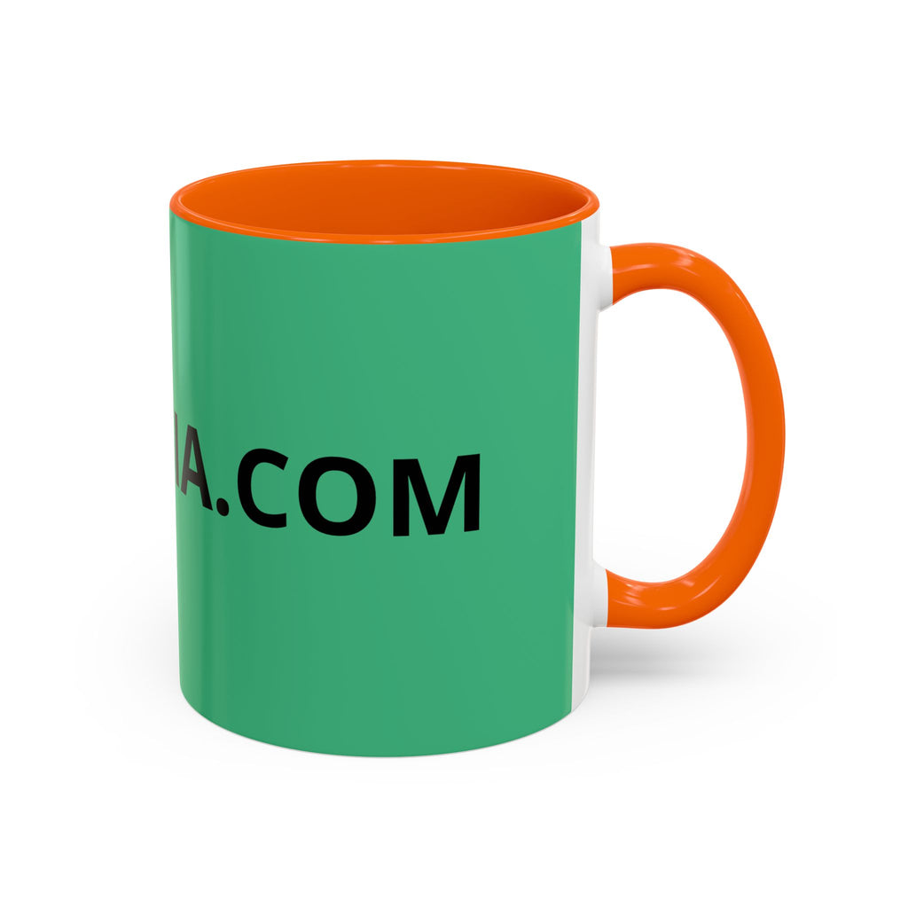 Taza de café roja con interior y asa negros