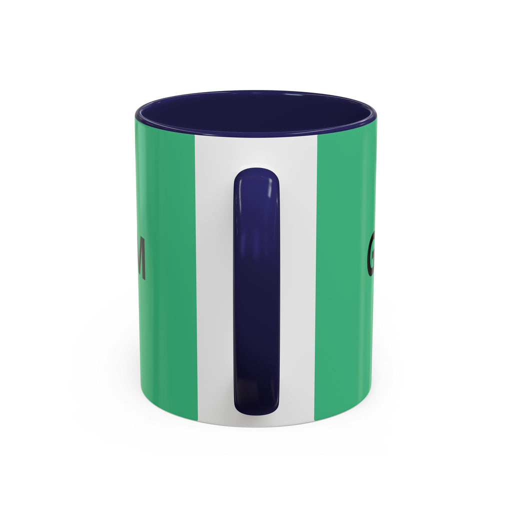 Taza de café roja con interior y asa negros