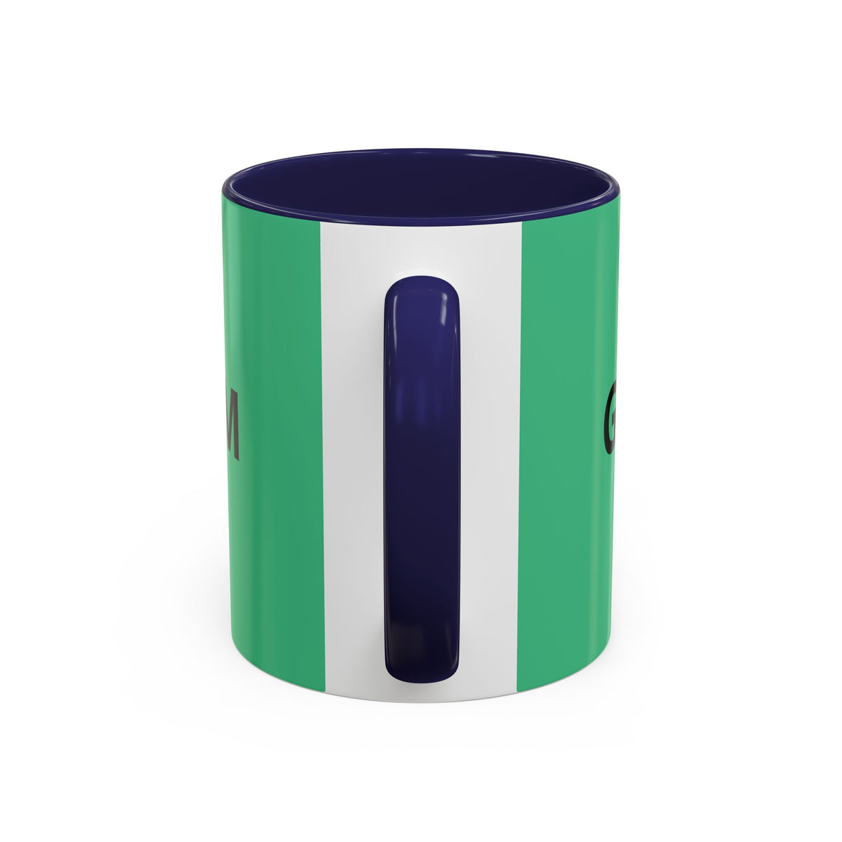 Taza de café roja con interior y asa negros